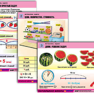 Комплект таблиц для нач. шк. "Математика. Задачи" (6 табл., формат А1, лам.)