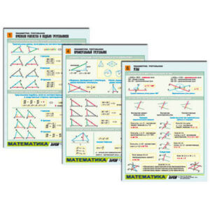 Комплект таблиц по геометрии раздат. "Планиметрия. Треугольники" (цвет., лам., А4, 6 шт.)
