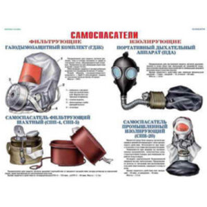 Плакаты "Средства защиты органов дыхания. Противогазы, респираторы" (комплект 10 пл., 30x41 cм)