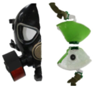 Комплект макет противогаза и макет респиратора в разрезе
