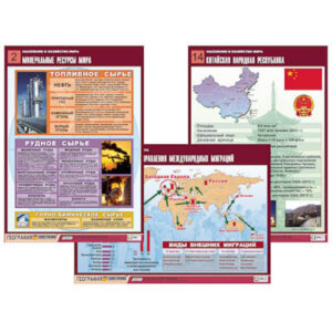 Комплект таблиц по географии "Население и хозяйство мира" (16 табл., формат А1, лам.)