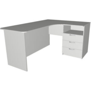 Стол письменный угловой, тумба 3 ящика и ниша, 1300х1300х740 мм.