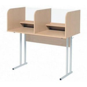 Стол для лингафонного кабинета двухместный.ЛДСП 16мм.Труба квадрат 25х25 мм. Цвет: бук светлый. Ростовая группа: (3-5)