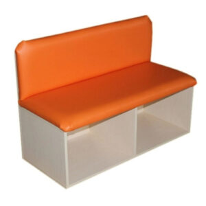 Тумба со спинкой полумягкая под обувь кремовый, оранжевый.1020х520х750 мм.