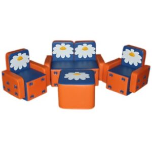 «Бантик с аппликацией» комплект детской мягкой мебели оранжево-синий