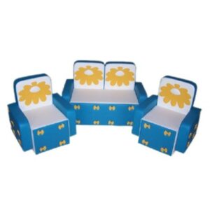 «Бантик с аппликацией без столика» комплект голубо-белый