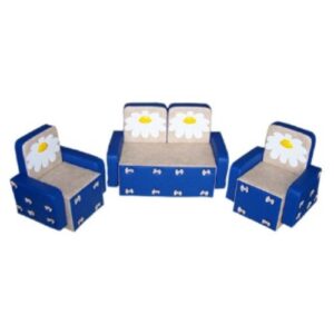 «Бантик с аппликацией без столика» комплект сине-бежевый