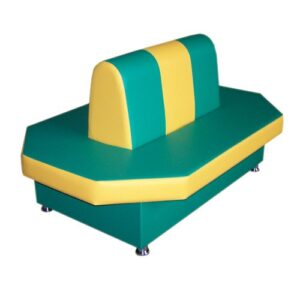 Диван круговой для раздевания детский зелено-желтый. 1500х1000х800 мм.