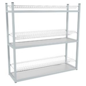 Стеллаж для тарелок и стаканов 3-х полочный ЭКОНОМ (сетки хром., каркас окраш.), 895х270х890 мм.
