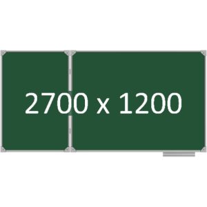 Доска школьная двухэлементная магнитная (мел), 2700х1200 мм. полимер, лев.