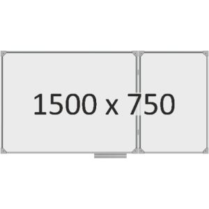 Доска школьная двухэлементная магнитная (маркер), 1500х750 мм. полимер, прав.