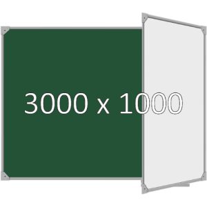 Доска школьная двухэлементная магнитная (мел+маркер), 3000х1000 мм. полимер, прав.