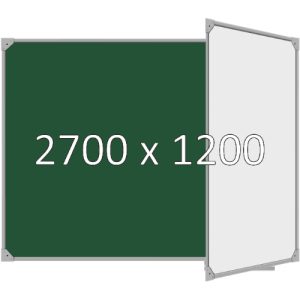 Доска школьная двухэлементная магнитная (мел+маркер), 2700х1200 мм. полимер, прав.