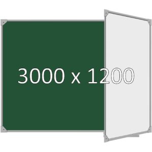 Доска школьная двухэлементная магнитная (мел+маркер), 3000х1200 мм. полимер, прав.