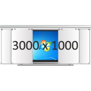 Доска раздвижная рельсовая (маркер), 3000х1000 мм. с нишей для интерактивной панели 1500х1000х150 мм.