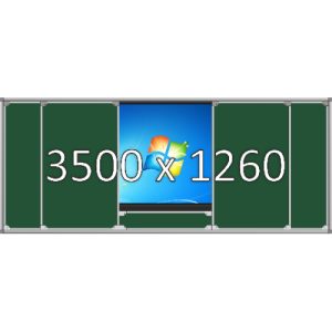 Доска раздвижная рельсовая (мел), 3500х1260 мм. с нишей для интерактивной панели 1820х1070х160 мм.